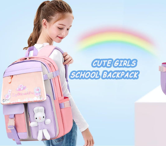 Mochila Kawaii Rabbit – Tamaño Oficio con Compartimentos